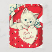 レトロヴィンテージ猫バレンタイン シーズンポストカード (正面)