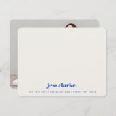 レトロヴィンテージ王室のタイポグラフィ青スタイリッシュ写真 ノートカード (正面/裏面)