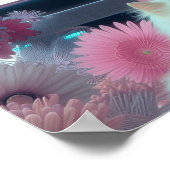 レトロヴィンテージ白猫の女性 ポスター (角)