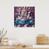 レトロヴィンテージ白猫の女性 ポスター (キッチン)