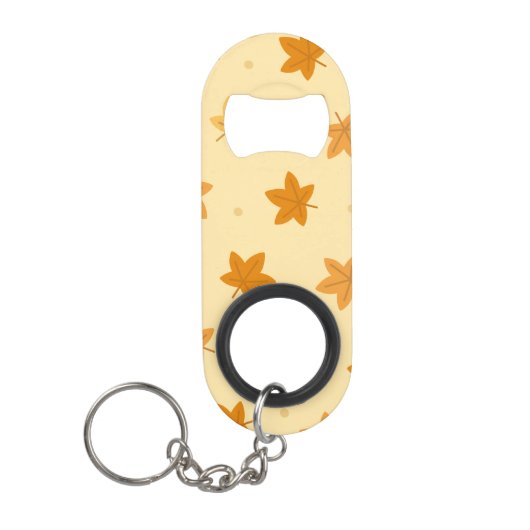 レトロヴィンテージ紅葉パターン キーホルダー栓抜き (正面)