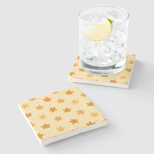 レトロヴィンテージ紅葉パターン ストーンコースター (横)