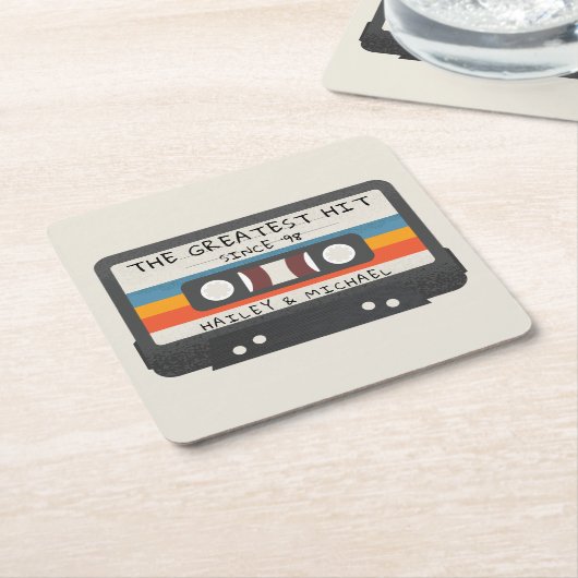 レトロヴィンテージ素晴らしはヒット結婚カセット スクエアペーパーコースター (アングル)