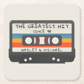 レトロヴィンテージ素晴らしはヒット結婚カセット スクエアペーパーコースター (正面)
