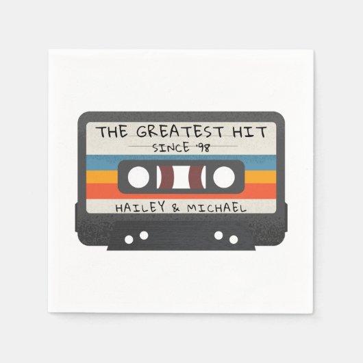 レトロヴィンテージ素晴らしはヒット結婚カセット スタンダードカクテルナプキン (正面)