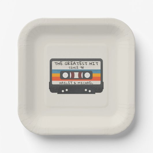 レトロヴィンテージ素晴らしはヒット結婚カセット ペーパープレート (正面)