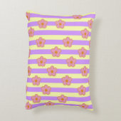 レトロヴィンテージ紫ストライプの花柄 アクセントクッション (裏面(縦))