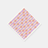 レトロヴィンテージ紫ストライプの花柄 スタンダードカクテルナプキン (角)