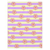 レトロヴィンテージ紫ストライプの花柄 テーブルクロス (正面)