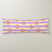 レトロヴィンテージ紫ストライプの花柄 ボディピロー (裏面)