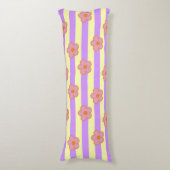 レトロヴィンテージ紫ストライプの花柄 ボディピロー (正面縦)