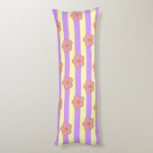 レトロヴィンテージ紫ストライプの花柄 ボディピロー (裏面 (縦))