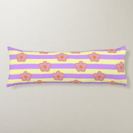 レトロヴィンテージ紫ストライプの花柄 ボディピロー