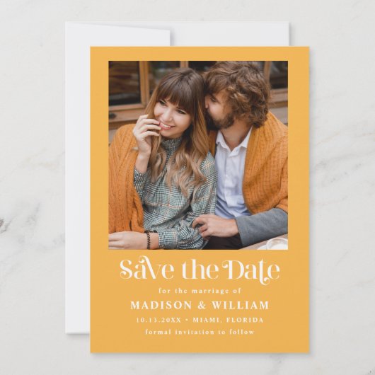 レトロヴィンテージ結婚式の日付を保存 招待状 (裏面)