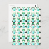 レトロヴィンテージ緑のフールパターン ポストカード (正面/裏面)