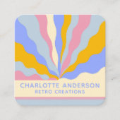 レトロヴィンテージ線QRコード抽象芸術トレンディー スクエア名刺 (正面)