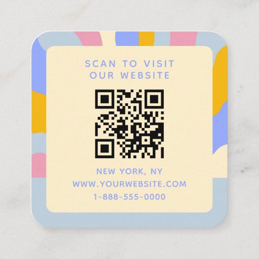 レトロヴィンテージ線QRコード抽象芸術トレンディー スクエア名刺 (裏面)