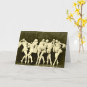 レトロヴィンテージ美しい踊り女性バレエダンス カード (黄色い花)