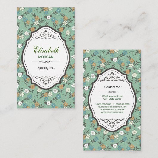 レトロヴィンテージ花エレガントヴィンテージ枠 名刺 (正面/裏面)