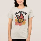 レトロヴィンテージ蝶フローラ大学院 トライブレンドTシャツ (正面)