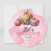 レトロヴィンテージ誕生日テーマ、ディスコボールパンプキン 招待状 (正面)