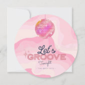 レトロヴィンテージ誕生日テーマ、ディスコボール投資 招待状 (正面)