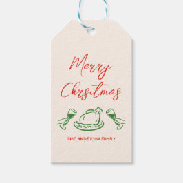 レトロヴィンテージ赤い緑の手を引き出し陽気なクリスマス ギフトタグ