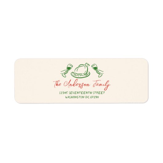 レトロヴィンテージ赤い緑の手を引き出し陽気なクリスマス ラベル (正面)