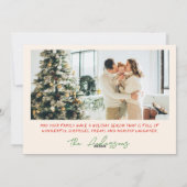 レトロヴィンテージ赤い緑の手描き写真クリスマス シーズンカード (裏面)