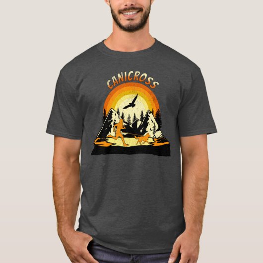 レトロヴィンテージ走キニクロス犬 Tシャツ (正面)