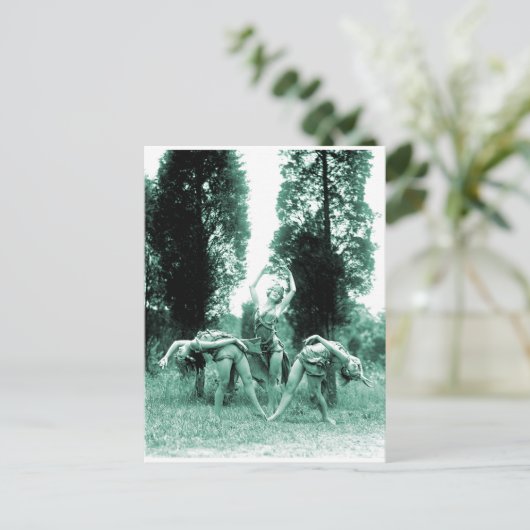 レトロヴィンテージ踊りウィメンワイルド女性 ポストカード (スタンド正面)