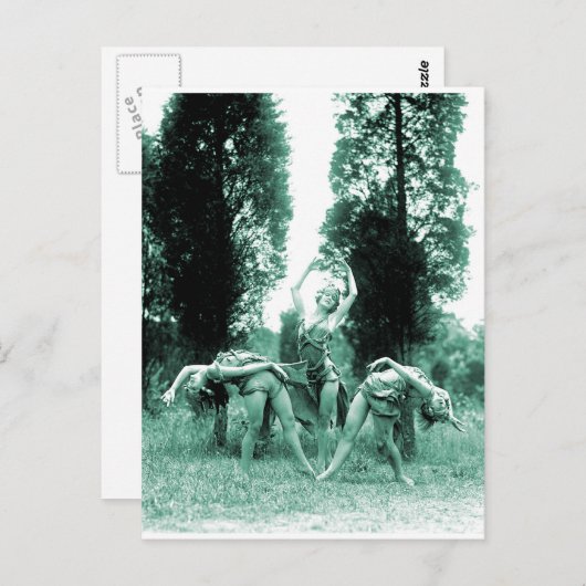 レトロヴィンテージ踊りウィメンワイルド女性 ポストカード (正面/裏面)