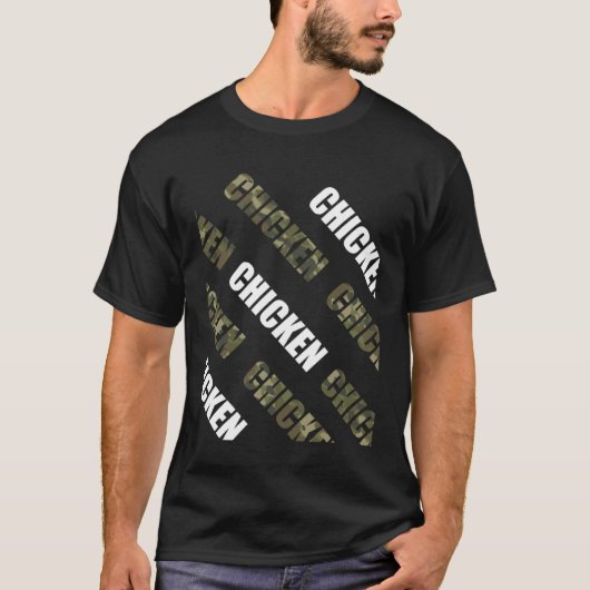 レトロヴィンテージ迷彩柄チキン農家 Tシャツ (正面)