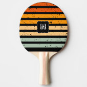 レトロヴィンテージ遭難線モノグラムホワイト文字 卓球ラケット (正面)