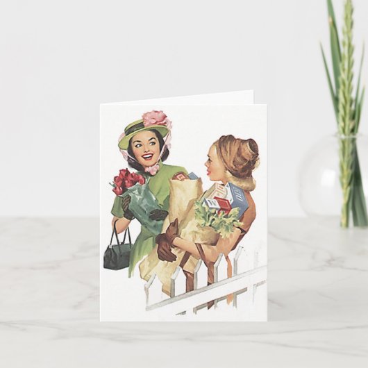 レトロヴィンテージ郊外の隣人の友人がミートカード カード (正面)