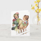 レトロヴィンテージ郊外の隣人の友人がミートカード カード (黄色い花)