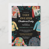 レトロヴィンテージ醜いクリスマスセーターホリデーパーティー 招待状 (正面)