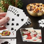 レトロヴィンテージ雪だるまイントップハットクリスマスホリデイ トランプ (インサイチュ)