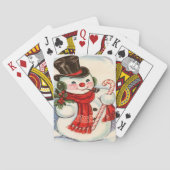 レトロヴィンテージ雪だるまイントップハットクリスマスホリデイ トランプ (裏面)