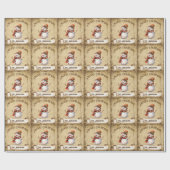 レトロヴィンテージ雪だるまカスタムメリークリスマス ラッピングペーパー (フラット)