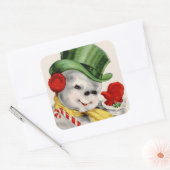 レトロヴィンテージ雪だるまクリスマスホリデーシール スクエアシール (封筒)