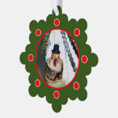 レトロヴィンテージ雪だるまクリスマス オーナメントカード (左)