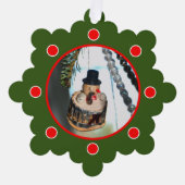 レトロヴィンテージ雪だるまクリスマス オーナメントカード (正面)