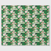 レトロヴィンテージ雪だるまホリデーパーティラップ ラッピングペーパー (フラット)