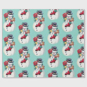レトロヴィンテージ雪だるま包装紙 ラッピングペーパー (フラット)