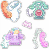 レトロヴィンテージ電話ステッカーパック シール (正面)