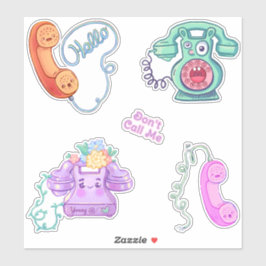 レトロヴィンテージ電話ステッカーパック シール