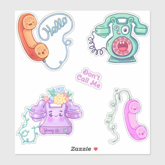 レトロヴィンテージ電話ステッカーパック シール (シート)