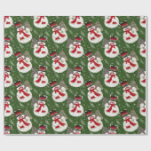 レトロヴィンテージ霜の降りた雪だるま包装紙 ラッピングペーパー (フラット)