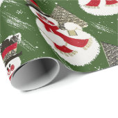 レトロヴィンテージ霜の降りた雪だるま包装紙 ラッピングペーパー (ロールコーナー)